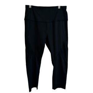 Reebok Capri‎ Leggings High Waist Mesh Panels Athletic Black Size M